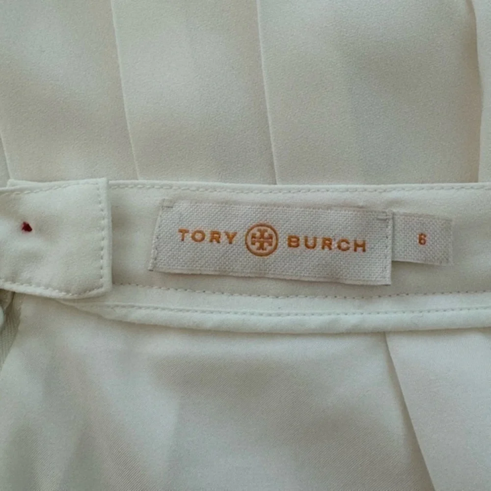 Tory Burch Faye White Ivory Pleated‎ Wide Leg Knee Length Culottes Size 6